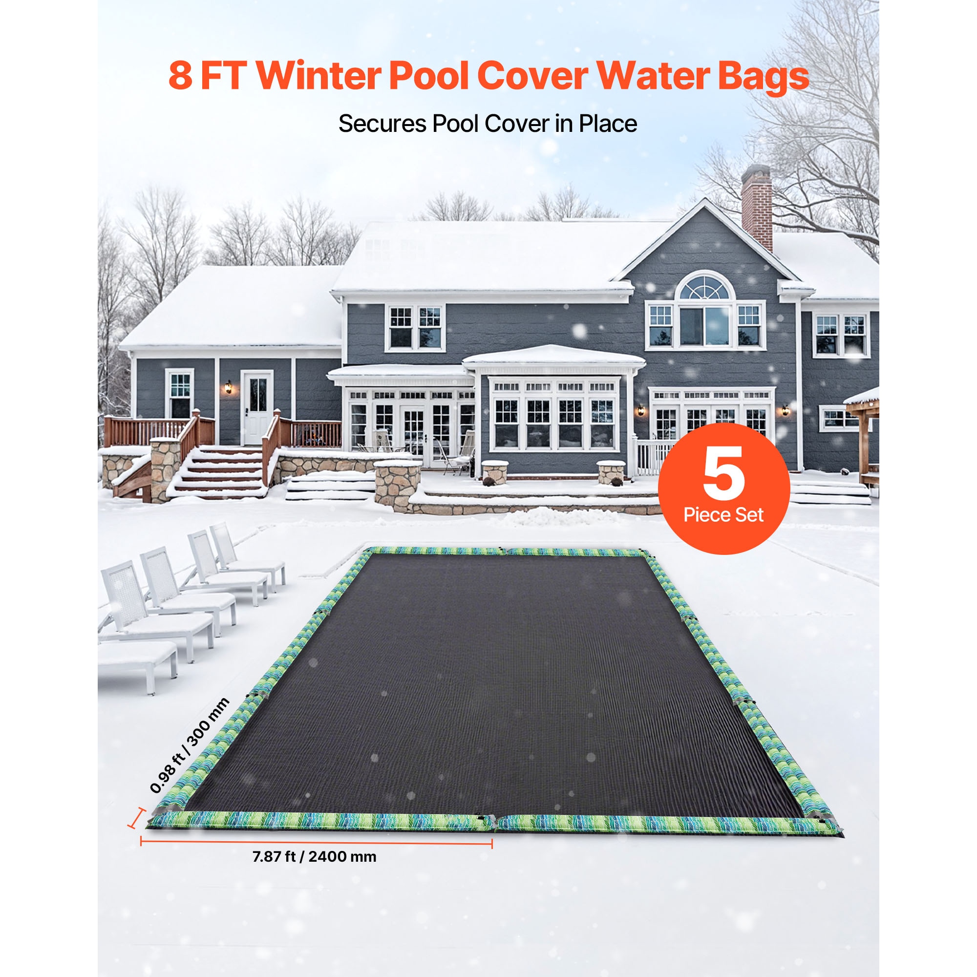 Reflective Water Bags For Pool Covers Double Chamber Design 5 Pack_voghion.com
